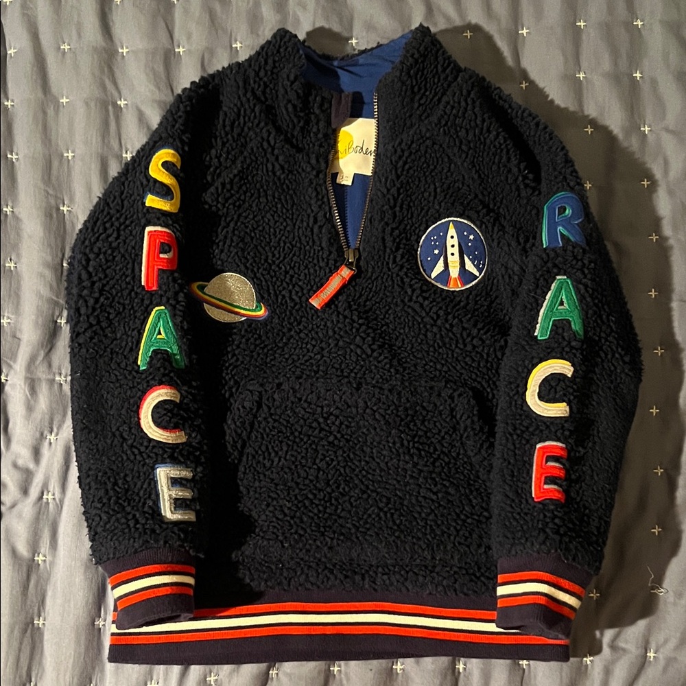 Mini Boden Navy Space Fleece Jacket